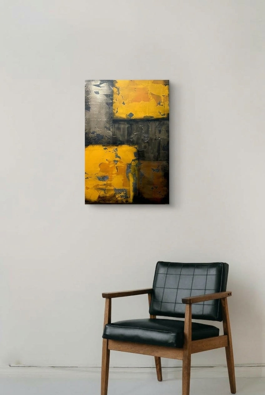 MODERN CONTEMPORARY YELLOW ABSTRACT